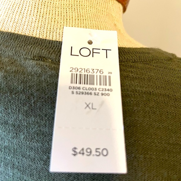 LOFT Green Lightweight Sweater w Tassel Tie - XL - Picture 2 of 3